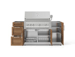 NewAge Outdoor Kitchens Outdoor Grill Island Stainless-Steel Louvered Doors 5-Piece Cabinet Set with 1 Door, 3 Drawer, Grill Cabinet and Platinum Grill - (Natural Gas) 
