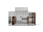 NewAge Outdoor Kitchens Outdoor Grill Island Stainless-Steel Louvered Doors 6-Piece Cabinet Set with 1-Door, Grill Cabinet, Performance Grill, Side Burner and Dekton in Aeris Countertop - (Natural Gas) 