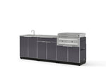 NewAge Outdoor Kitchens Aluminum 5-Piece Cabinet Set with Sink, Bar, Grill Cabinet, Platinum Griddle and Countertop-74962-Garage Giant 