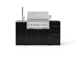 NewAge Outdoor Kitchens Outdoor Grill Island Aluminum 5-Piece Cabinet Set with Sink, 3 Drawer, Grill Cabinet, Platinum Grill and Stainless Steel Countertop - (Liquid Propane) 