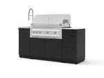 NewAge Outdoor Kitchens Outdoor Grill Island Stainless-Steel 5-Piece Cabinet Set with Sink, 3 Drawer, Grill Cabinet, Platinum Grill and Stainless Steel Countertop - (Natural Gas) | Garage Giant 