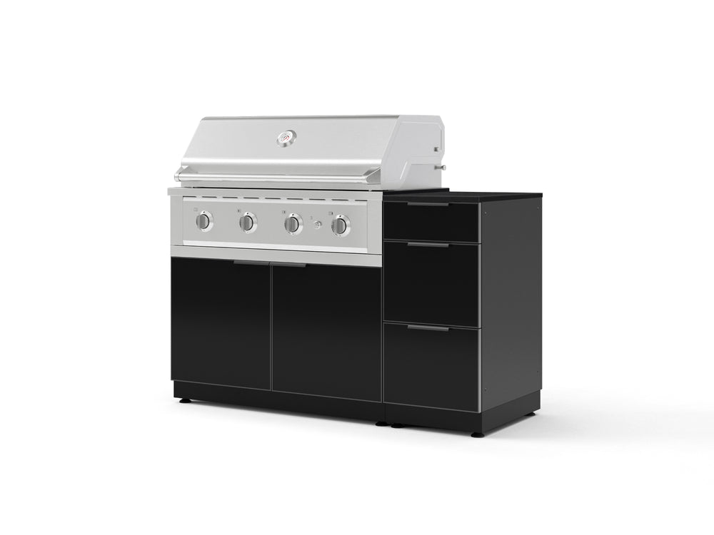 NewAge Outdoor Kitchens Outdoor Grill Island Aluminum 4-Piece Cabinet Set with 3-Drawer, Grill Cabinet, Performance Grill and Countertop - (Natural Gas) | Garage Giant