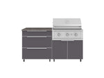 NewAge Outdoor Kitchens Aluminum 4-Piece Cabinet Set with Casters and 3 Drawer, Grill Cabinet, Performance Grill, Countertop-72162-Garage Giant 