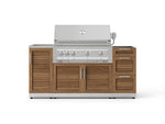 NewAge Outdoor Kitchens Outdoor Grill Island Stainless-Steel Louvered 5-Piece Cabinet Set with Sink, 3 Drawer, Grill Cabinet, Platinum Grill and Stainless Steel Countertop - (Liquid Propane) 