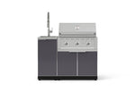 NewAge Outdoor Kitchens Outdoor Grill Island Aluminum 3-Piece Cabinet Set with Sink, Grill Cabinet and Performance Grill-75261-Garage Giant 