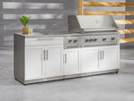 NewAge Outdoor Kitchens Stainless Steel 6-Piece Cabinet Set with Sink, Bar, Grill Cabinet, Platinum Grill, Countertop and Stainless Steel Door Fridge-71512-Garage Giant 
