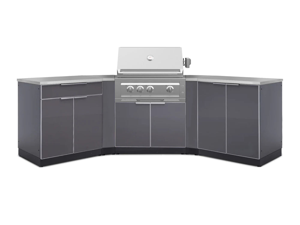 NewAge Outdoor Kitchens Aluminum 7-Piece Cabinet Set with 2 Door, Bar, Corner, Grill Cabinet, Platinum Grill, and Countertops-71009-Garage Giant