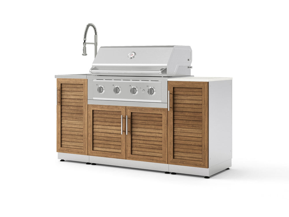 NewAge Outdoor Kitchens Outdoor Grill Island Stainless-Steel Louvered Doors 5-Piece Cabinet Set with Sink, 1 Door, Grill Cabinet, Performance Grill and Stainless Steel Countertop - (Natural Gas) | Garage Giant