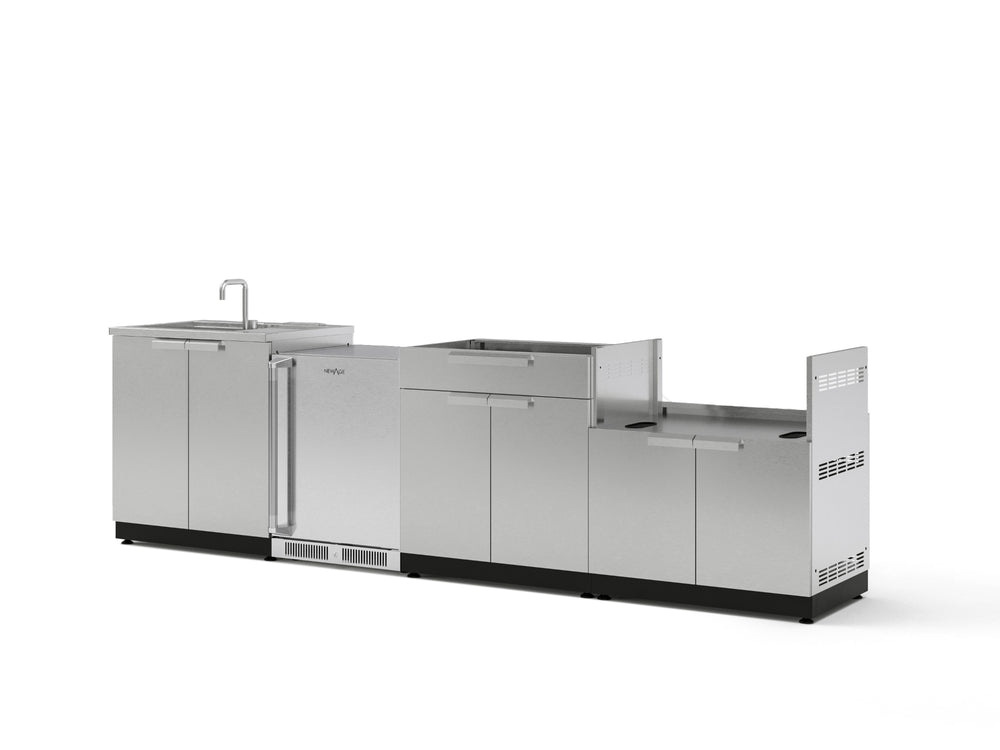 NewAge Outdoor Kitchens Stainless Steel 4-Piece Cabinet Set with Sink, Bar, Grill Cabinet and Fridge-66337-Garage Giant