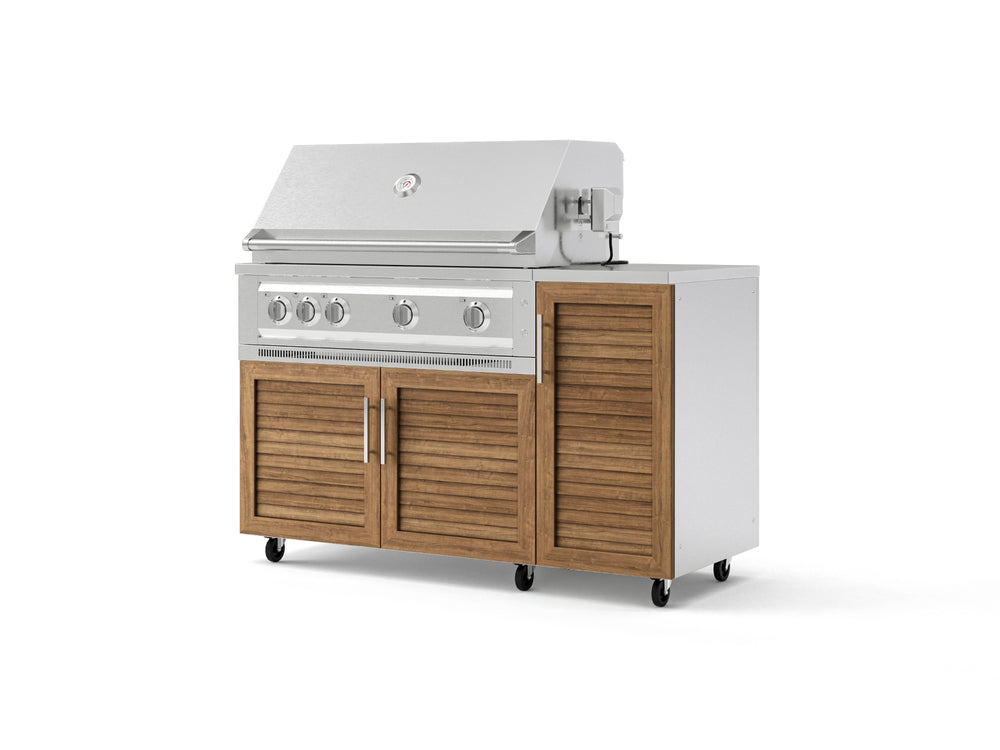 NewAge Outdoor Kitchens Outdoor Grill Island Stainless-Steel Louvered Doors 4-Piece Cabinet Set with Casters and 1 Door, Grill Cabinet, Platinum Grill, Countertop-74835-Garage Giant