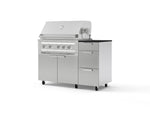 NewAge Outdoor Kitchens Outdoor Grill Island Stainless-Steel 4-Piece Cabinet Set with Casters and 3-Drawer, Grill Cabinet, Platinum Grill and Dekton in Sirius Countertop - (Liquid Propane) | Garage Giant 