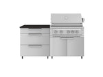 NewAge Outdoor Kitchens Stainless Steel 4-Piece Cabinet set with Casters and 3 Drawer, Grill Cabinet, Platinum Grill, Countertop-72145-Garage Giant 