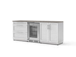 NewAge Outdoor Kitchens Stainless Steel 5-Piece Cabinet Set with 3-Drawer, 2-Door Cabinet, Countertops and Fridge-73865-Garage Giant 