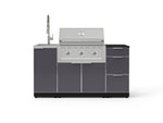 NewAge Outdoor Kitchens Outdoor Grill Island Aluminum 5-Piece Cabinet Set with Sink, 3 Drawer, Grill Cabinet, Performance Grill and Stainless Steel Countertop - (Natural Gas) 