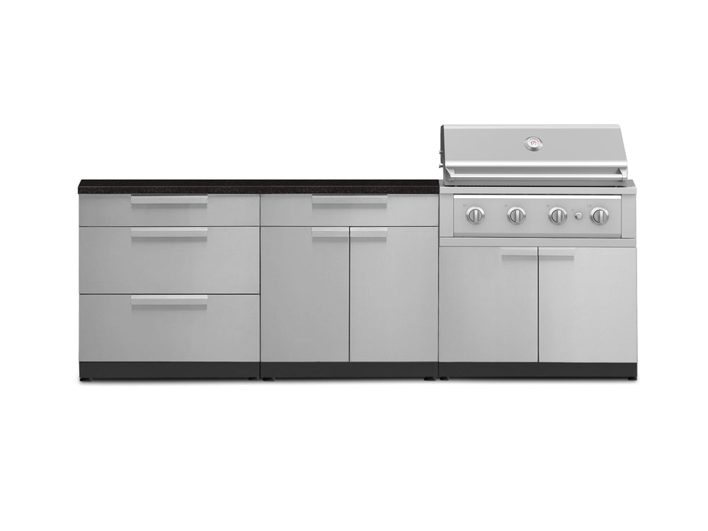 NewAge Outdoor Kitchens Stainless-Steel 5-Piece Cabinet Set with 3 Drawer, 2-Door with Drawer, Performance Grill, Grill Cabinet and Countertop-71307-Garage Giant