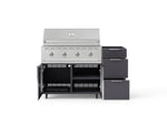 NewAge Outdoor Kitchens Outdoor Grill Island Aluminum 3-Piece Cabinet Set with Casters and 3-Drawer, Grill Cabinet and Performance Grill - (Liquid Propane) 