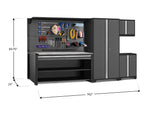 NewAge Garage Cabinets Pro Series 5-Piece Cabinet Set with Base, Wall Cabinet, Locker, 78 in. Workstation, and Pegboard Accessories Kit-32639-Garage Giant 