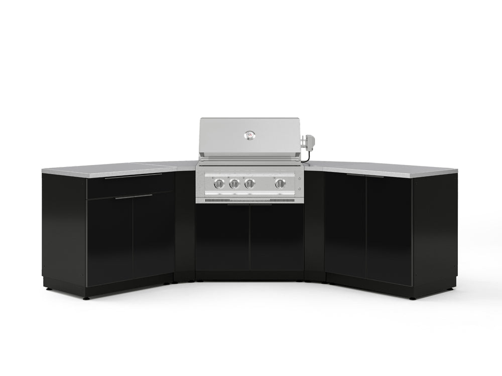 NewAge Outdoor Kitchens Aluminum 7-Piece Cabinet Set with 2 Door, Bar, Corner, Grill Cabinet, Platinum Grill, and Countertops | 67667