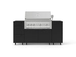 NewAge Outdoor Kitchens Outdoor Grill Island Stainless-Steel 6-Piece Cabinet Set with Casters 1 Door, 3 Drawer, Grill Cabinet, Platinum Grill and Dekton in Sirius Countertops - (Liquid Propane) 