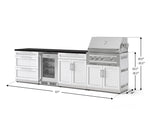 NewAge Outdoor Kitchens Stainless Steel 7-Piece Cabinet Set with 3-Drawer, Bar, Grill Cabinet, Platinum Grill, Countertop, and Glass Door Fridge-73632-Garage Giant 