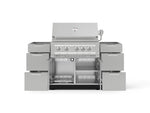 NewAge Outdoor Kitchens Outdoor Grill Island Stainless-Steel 5-Piece Cabinet Set with 3 Drawers, Grill Cabinet and Platinum Grill - (Natural Gas) 