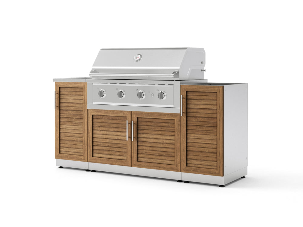 NewAge Outdoor Kitchens Outdoor Grill Island Stainless-Steel Louvered Doors 5-Piece Cabinet Set with Sink, 1 Door, Grill Cabinet, Performance Grill and Stainless Steel Countertop - (Liquid Propane) | Garage Giant