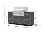 NewAge Outdoor Kitchens Outdoor Grill Island Aluminum 6-Piece Cabinet Set with 3 Drawers, Grill Cabinet, Performance Grill and Countertops - (Liquid Propane) 