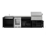 NewAge Outdoor Kitchens Stainless Steel 6-Piece Cabinet Set with Sink, Bar, Grill Cabinet, Platinum Grill, Countertop and Glass Door Fridge-71468-Garage Giant 