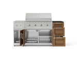 NewAge Outdoor Kitchens Outdoor Grill Island Stainless-Steel Louvered Doors 6-Piece Cabinet Set with 3-Drawer, Grill Cabinet, Performance Grill, Side Burner and Dekton in Sirius Countertop - (Liquid Propane) 