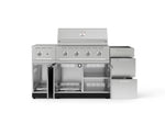 NewAge Outdoor Kitchens Outdoor Grill Island Stainless-Steel 5-Piece Cabinet Set with 3-Drawer, Grill Cabinet, Side Burner and Performance Grill - (Natural Gas) 