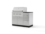 NewAge Outdoor Kitchens Outdoor Grill Island Stainless-Steel 4-Piece Cabinet Set with 3-Drawer, Grill Cabinet, Performance Grill and Dekton in Sirius Countertop - (Liquid Propane) | Garage Giant 