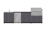NewAge Outdoor Kitchens Aluminum 6-Piece Cabinet Set with Sink, Bar, Grill Cabinet, Platinum Grill, Countertop and Fridge-71977-Garage Giant 