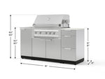 NewAge Outdoor Kitchens Outdoor Grill Island Stainless-Steel 5-Piece Cabinet Set with Sink, 3 Drawer, Grill Cabinet, Platinum Grill and Stainless Steel Countertop - (Liquid Propane) 