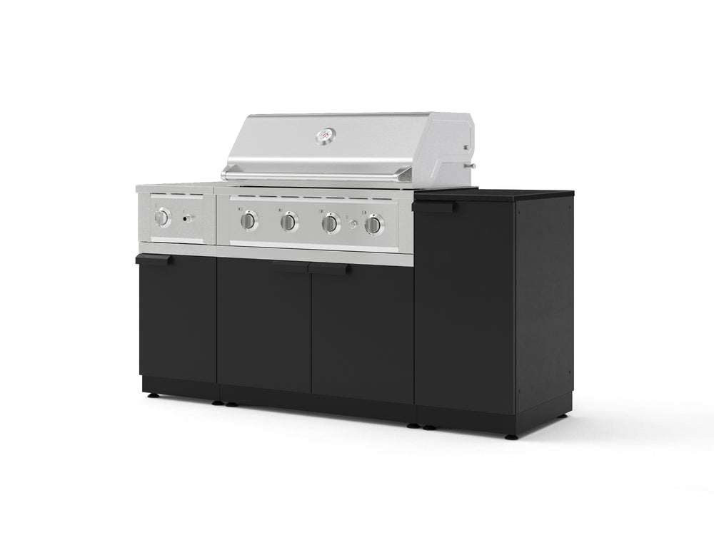 NewAge Outdoor Kitchens Outdoor Grill Island Stainless-Steel 6-Piece Cabinet Set with 1-Door, Grill Cabinet, Performance Grill, Side Burner and Dekton in Sirius Countertop - (Natural Gas) | Garage Giant