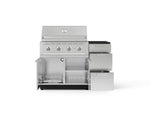 NewAge Outdoor Kitchens Outdoor Grill Island Stainless-Steel 4-Piece Cabinet Set with 3-Drawer, Grill Cabinet, Performance Grill and Dekton in Sirius Countertop - (Natural Gas) 