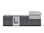 NewAge Outdoor Kitchens Aluminum 6-Piece Cabinet Set with Sink, Bar, Grill Cabinet, Platinum Grill, Countertop and Fridge-66336-Garage Giant 