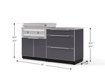 NewAge Outdoor Kitchens Aluminum 4-Piece Cabinet Set with 3 Drawer, Grill Cabinet, Platinum Griddle and Countertop-75164-Garage Giant 