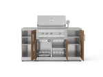 NewAge Outdoor Kitchens Outdoor Grill Island Stainless-Steel Louvered Doors 6-Piece Cabinet Set with 1 Door, Grill Cabinet, Platinum Grill and Countertops 