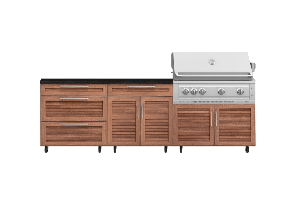 NewAge Outdoor Kitchens Stainless Steel 5-Piece Cabinet Set with Casters and 3 Drawer, Bar, Grill Cabinet, Platinum Grill, Countertop-72599-Garage Giant