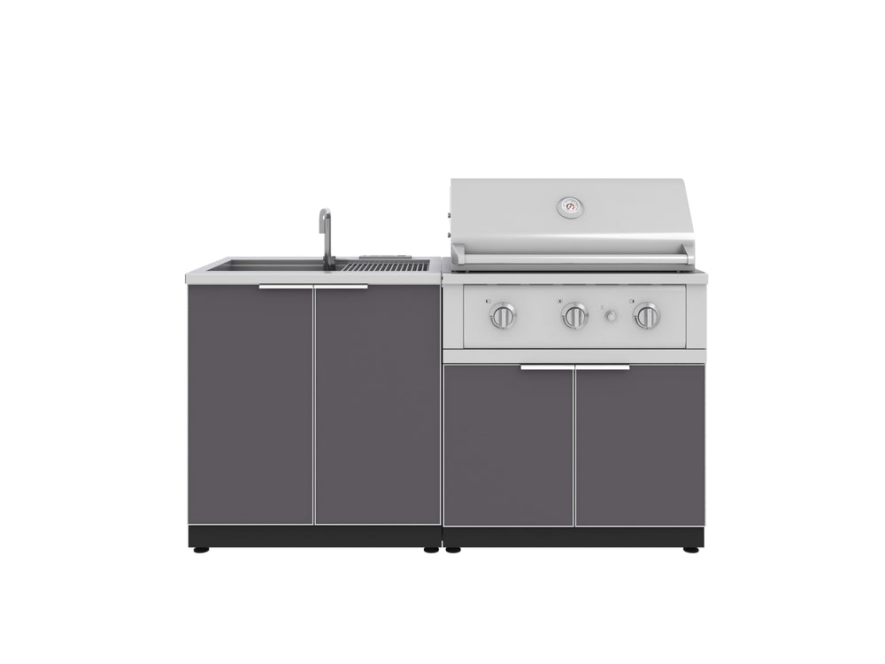 NewAge Outdoor Kitchens Aluminum 3-Piece Cabinet Set with Sink, Grill Cabinet and Performance Grill-67277-Garage Giant