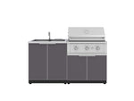 NewAge Outdoor Kitchens Aluminum 3-Piece Cabinet Set with Sink, Grill Cabinet and Performance Grill-67277-Garage Giant 
