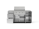 NewAge Outdoor Kitchens Outdoor Grill Island Stainless-Steel 6-Piece Cabinet Set with 1 Door, 3 Drawer, Grill Cabinet, Performance Grill and Countertops 