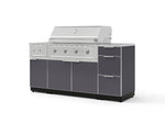 NewAge Outdoor Kitchens Outdoor Grill Island Aluminum 6-Piece Cabinet Set with 3-Drawer, Grill Cabinet, Performance Grill, Side Burner and Countertop-74568-Garage Giant 