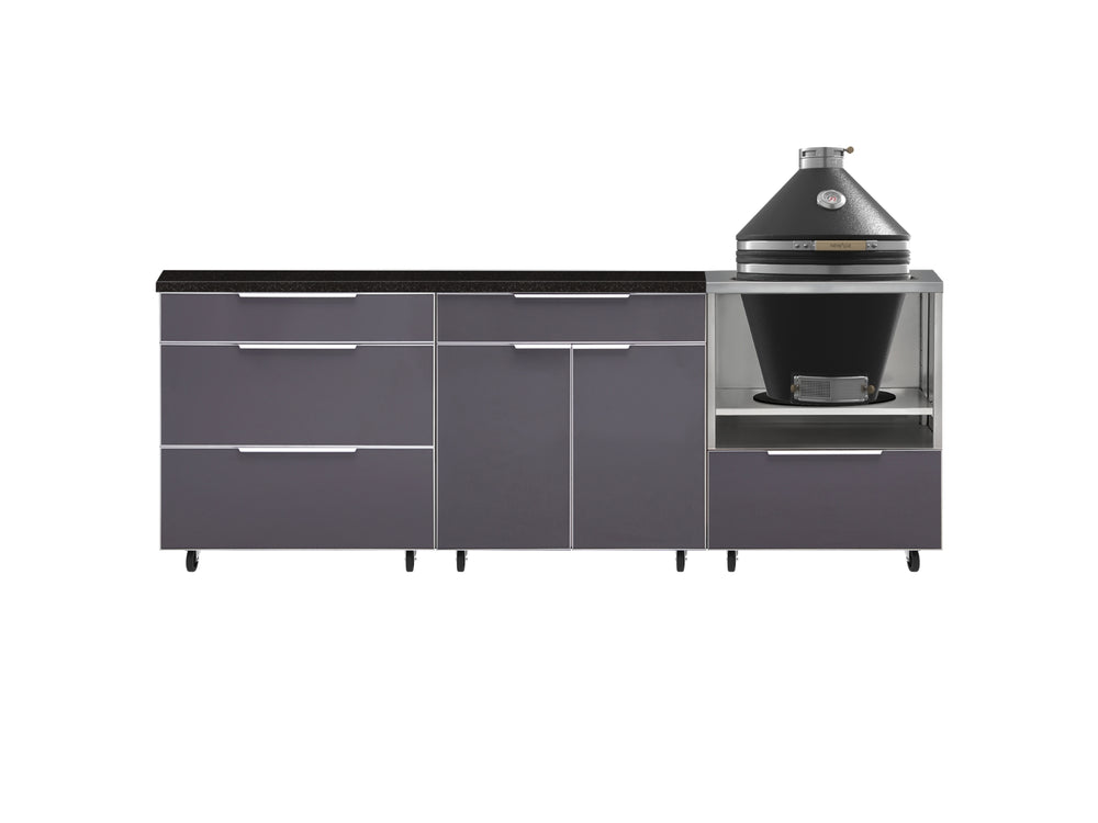 NewAge Outdoor Kitchens Aluminum 5-Piece Cabinet Set With Casters and 3 Drawer, Bar, Kamado Cabinet, Kamado, Countertop-72676-Garage Giant