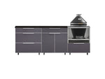 NewAge Outdoor Kitchens Aluminum 5-Piece Cabinet Set With Casters and 3 Drawer, Bar, Kamado Cabinet, Kamado, Countertop-72676-Garage Giant 