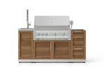 NewAge Outdoor Kitchens Outdoor Grill Island Stainless-Steel Louvered 5-Piece Cabinet Set with Sink, 3 Drawer, Grill Cabinet, Platinum Grill and Stainless Steel Countertop - (Natural Gas) 