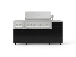 NewAge Outdoor Kitchens Outdoor Grill Island Aluminum 6-Piece Cabinet Set with Casters and 3-Drawer, Grill Cabinet, Platinum Grill, Dual Side Burner, Countertop 