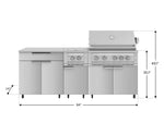 NewAge Outdoor Kitchens Stainless Steel 6-Piece Cabinet Set with Casters and Platinum Grill, Dual Side Burner, Bar, Grill Cabinet, Countertop-72559-Garage Giant 