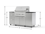 NewAge Outdoor Kitchens Outdoor Grill Island Stainless-Steel 6-Piece Cabinet Set with Casters 1 Door, 3 Drawer, Grill Cabinet, Platinum Grill and Dekton in Sirius Countertops - (Liquid Propane) 