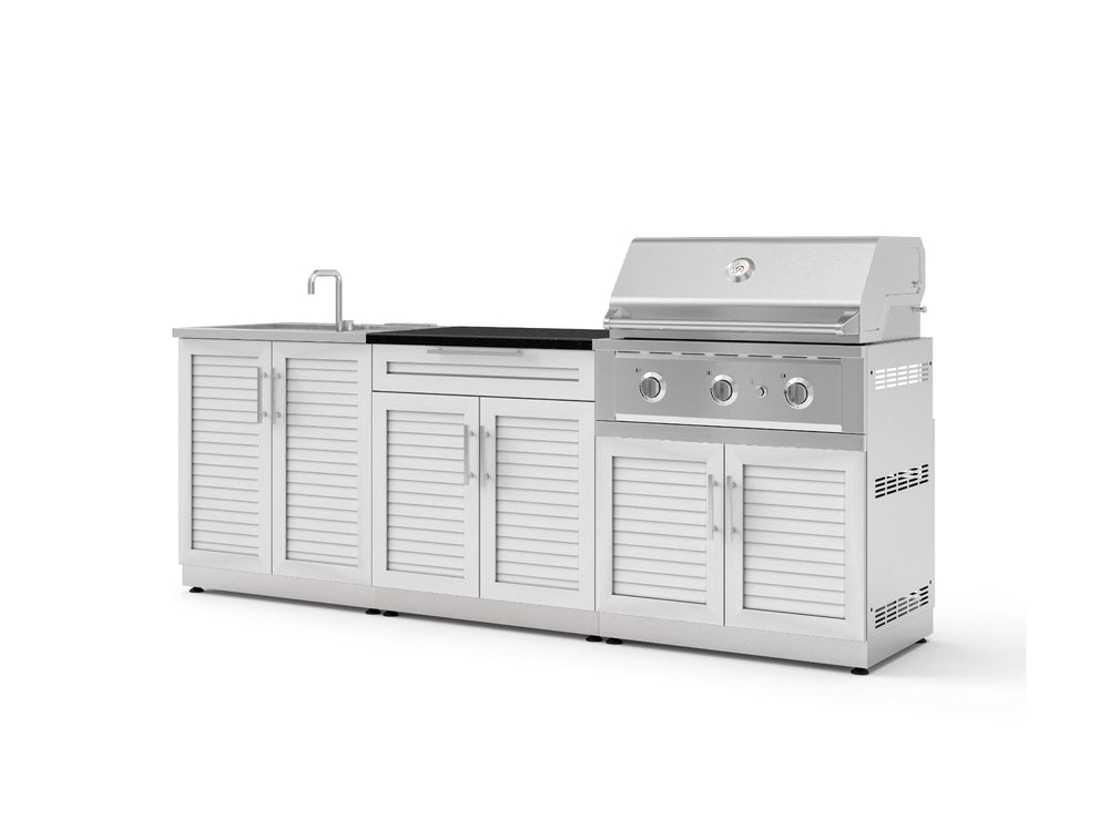 NewAge Outdoor Kitchens Stainless-Steel 5-Piece Cabinet Set with Bar, Sink, Grill Cabinet, Performance Grill, and Countertop-73396-Garage Giant